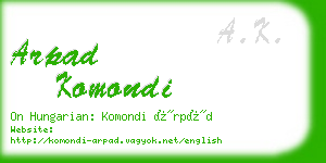 arpad komondi business card